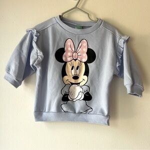 Disney Baby Minnie Mouse Sweatshirt 12M – Light Blue Ruffle Sleeve Pullover